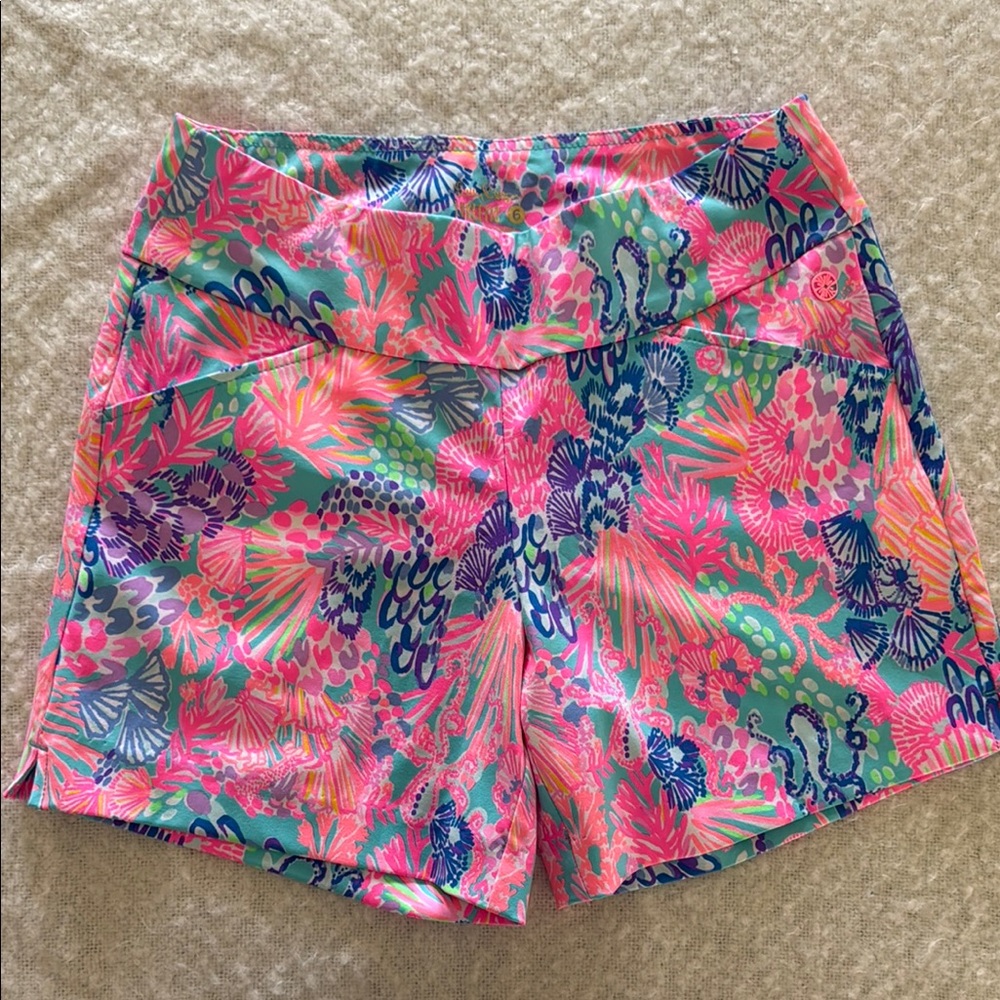 Lilly Pulitzer Pink and Blue Athletic Shorts Vibrant Design